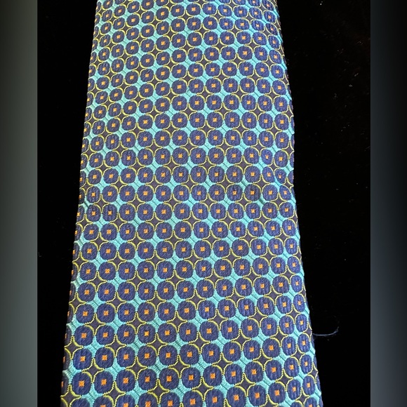 Geoff Nicholson Made in Italy Blue Circle Print Silk Tie